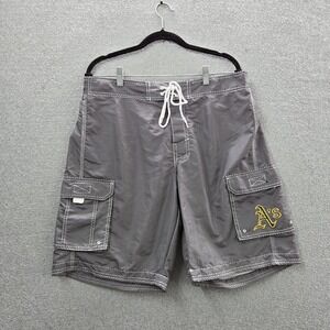 Oakland Athletics Men Swimwear L Black G-III Cargo Swim Trunks